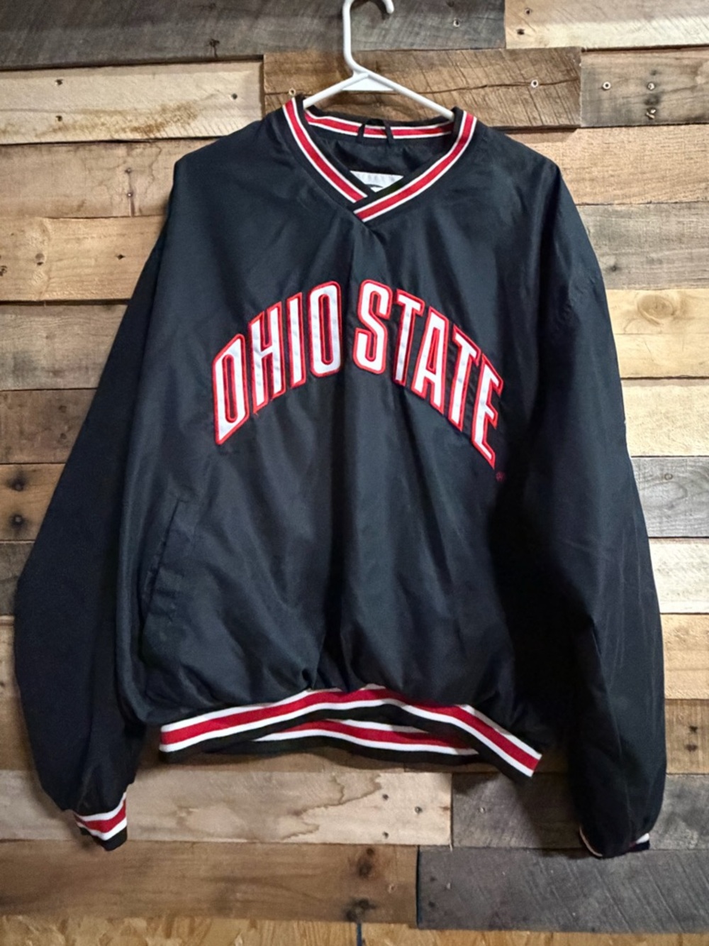 Ohio State Black Pullover Jacket with Red & White Trim